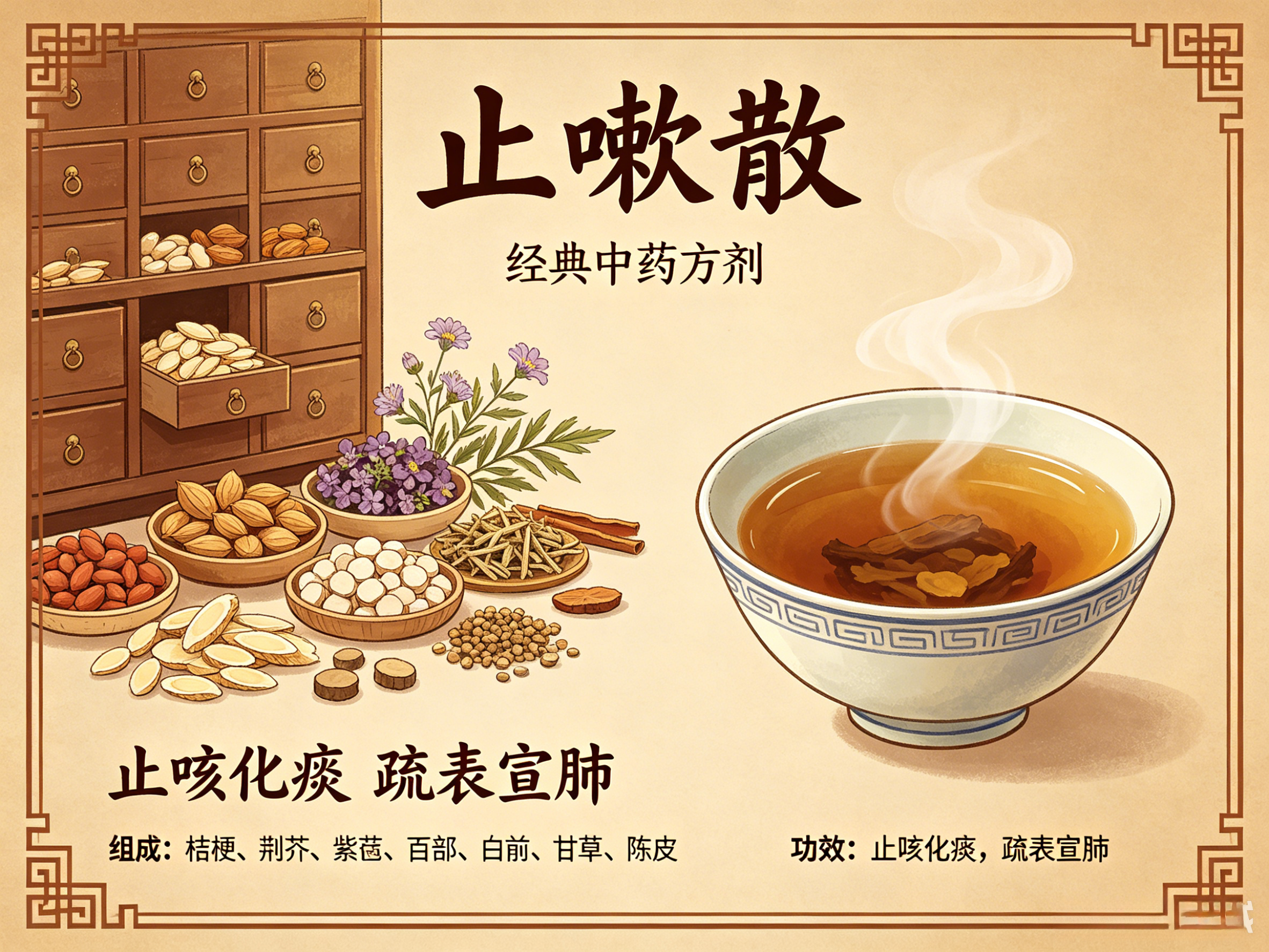 温润平和止咳方：中药方剂止嗽散全解析——方解、功效与临床应用详解
