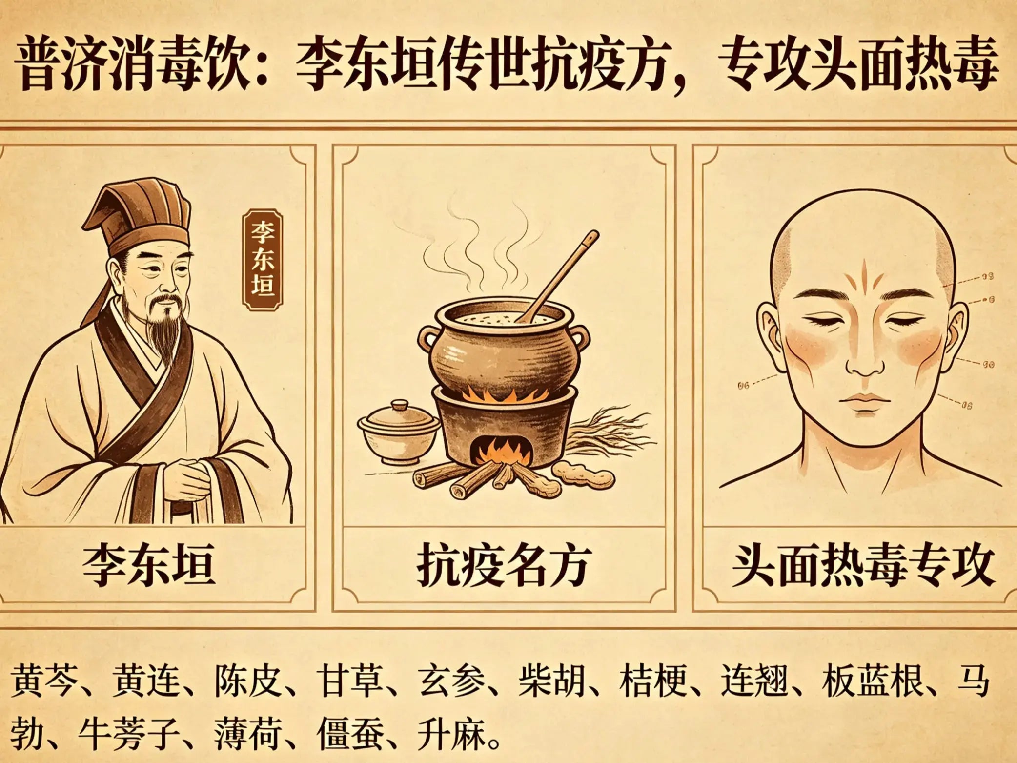 详解普济消毒饮：李东垣传世抗疫方，专攻头面热毒的经典名剂 HJMEDICAL