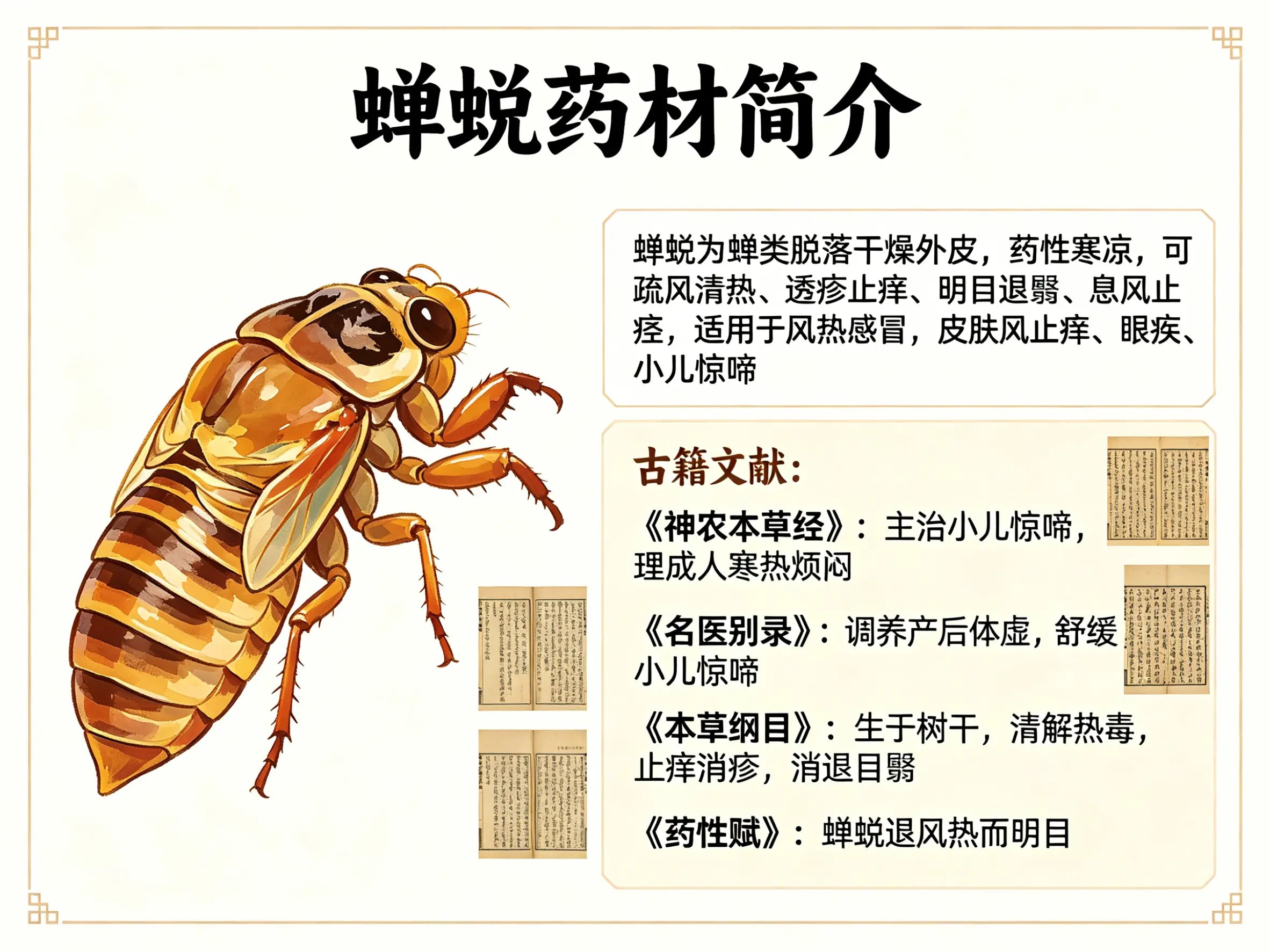 蝉蜕：疏风清热祛风止痒 清表明目止惊中药材 HJMEDICAL