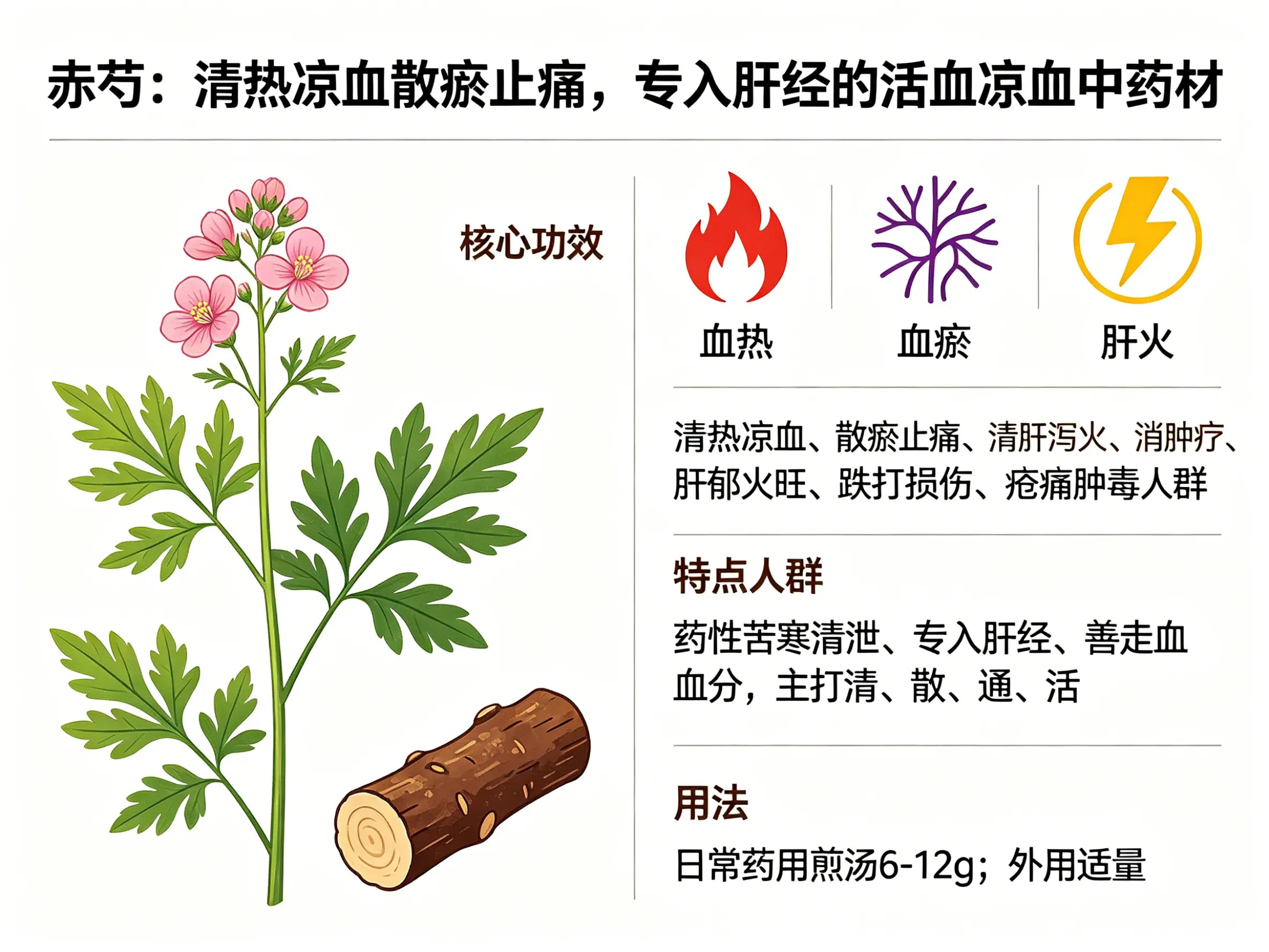 赤芍：清热凉血散瘀止痛，专入肝经的活血凉血中药材 HJMEDICAL