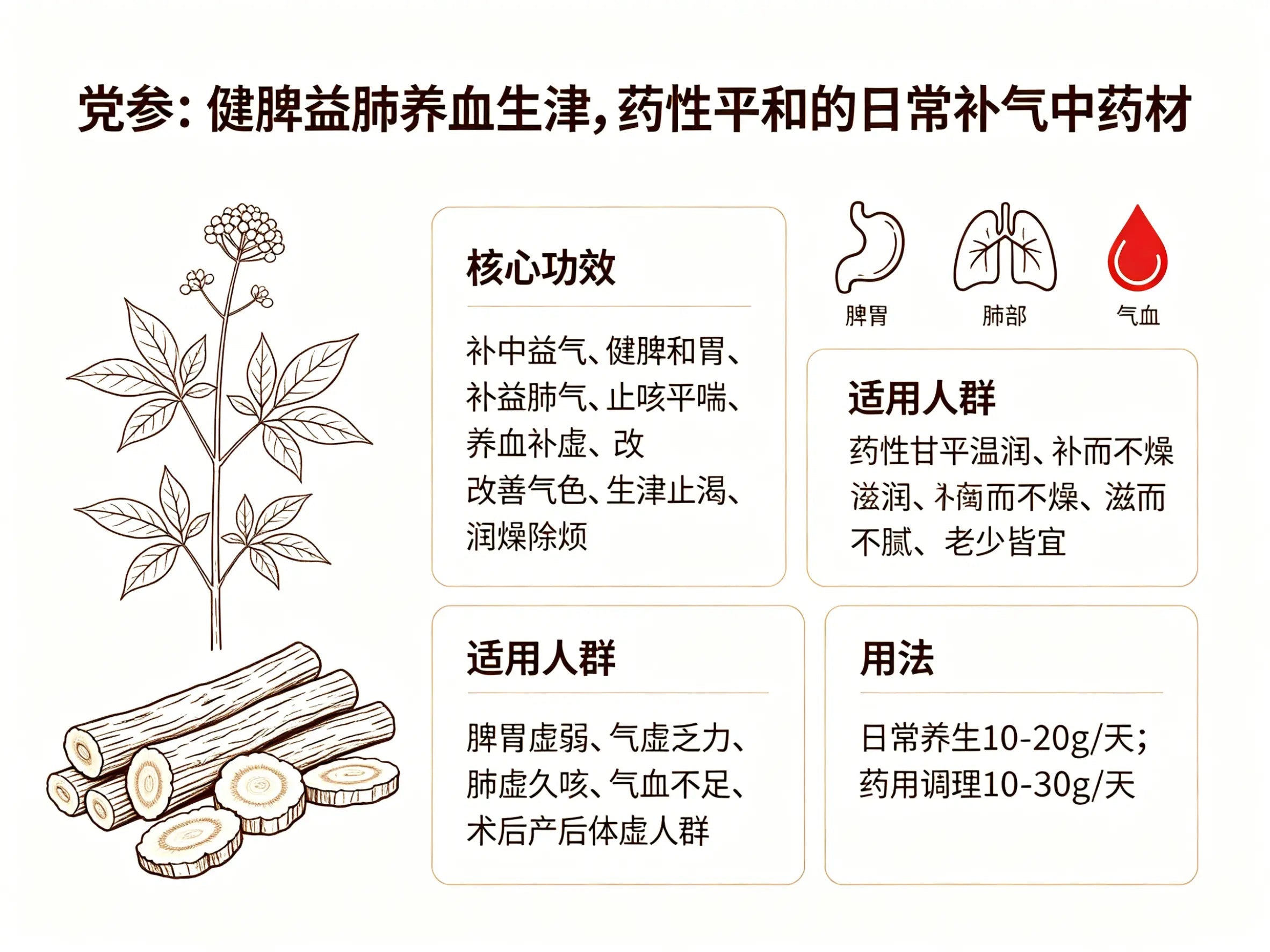 党参：健脾益肺养血生津，药性平和的日常补气中药材 HJMEDICAL