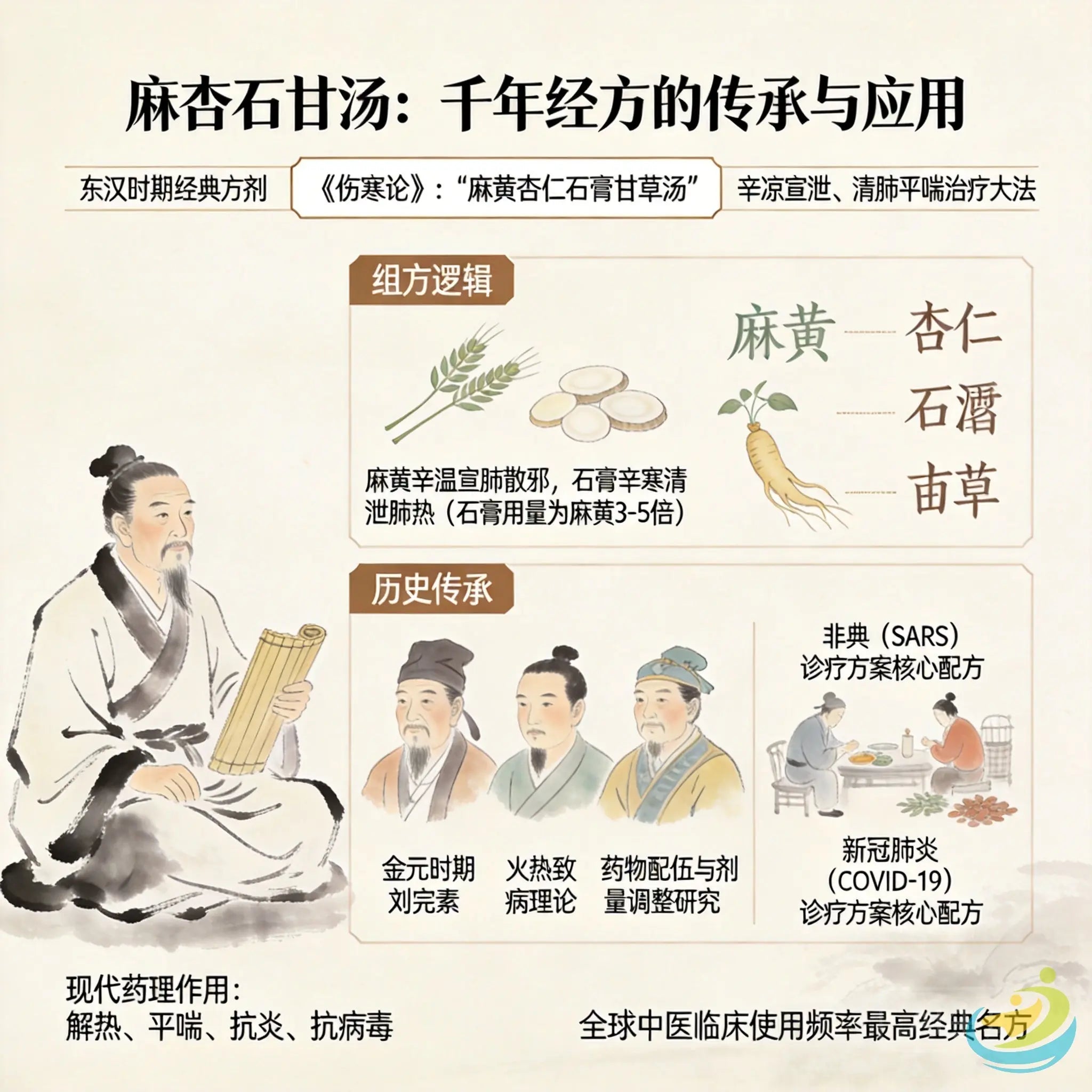 麻杏石甘汤：调理肺热咳嗽、痰多气喘与发热的经典方