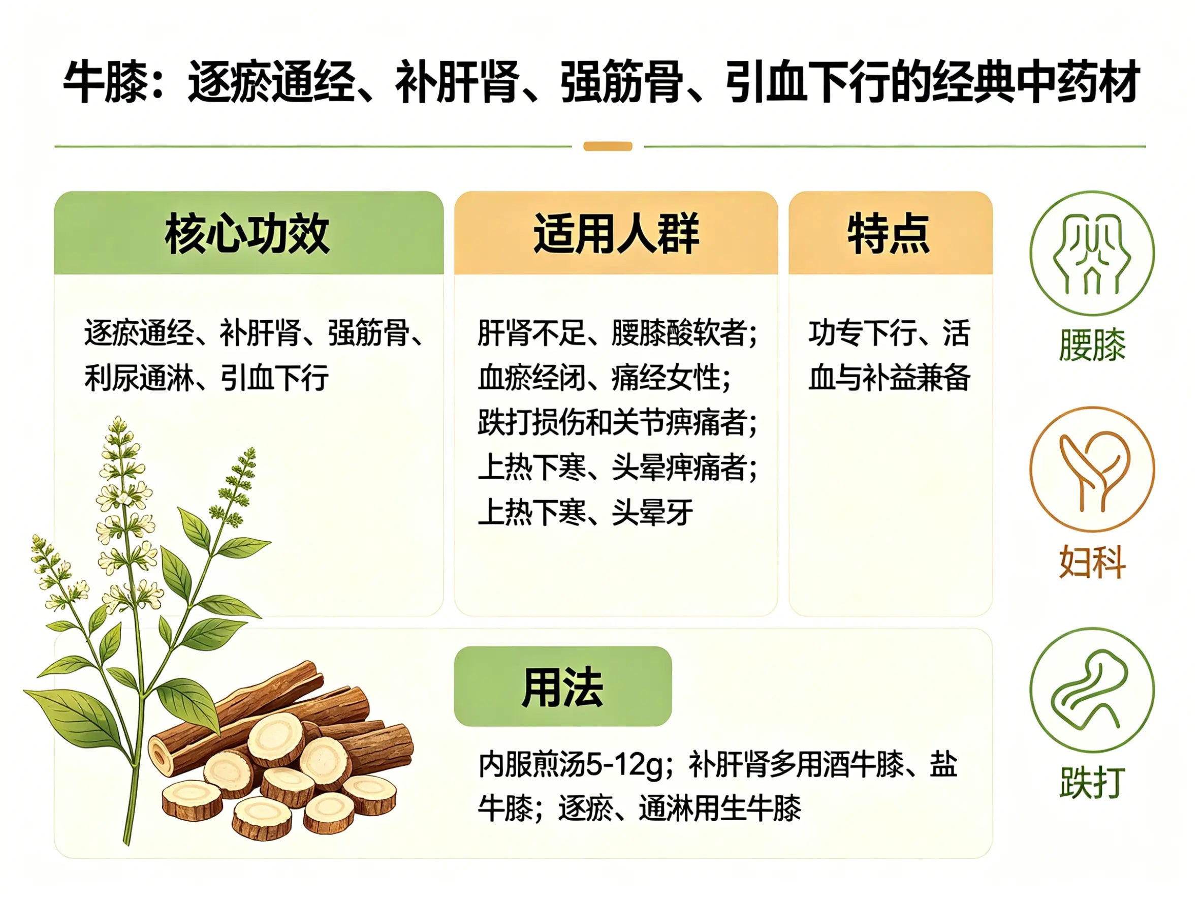 牛膝：逐瘀通经、补肝肾、强筋骨、引血下行的经典中药材 HJMEDICAL